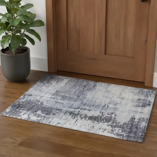 Blue Gray And Ivory Abstract Hand Woven Area Rug Photo 1