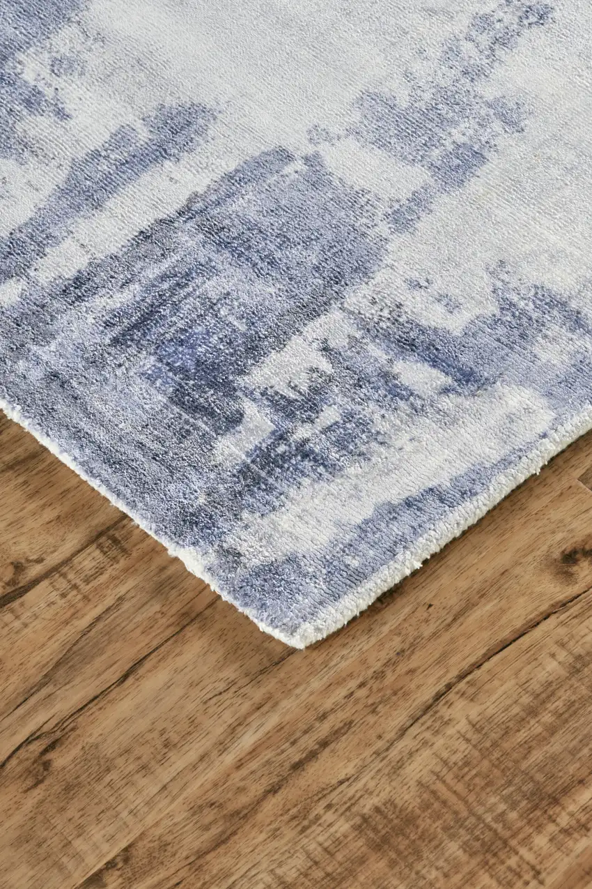 Blue Gray And Ivory Abstract Hand Woven Area Rug Photo 9