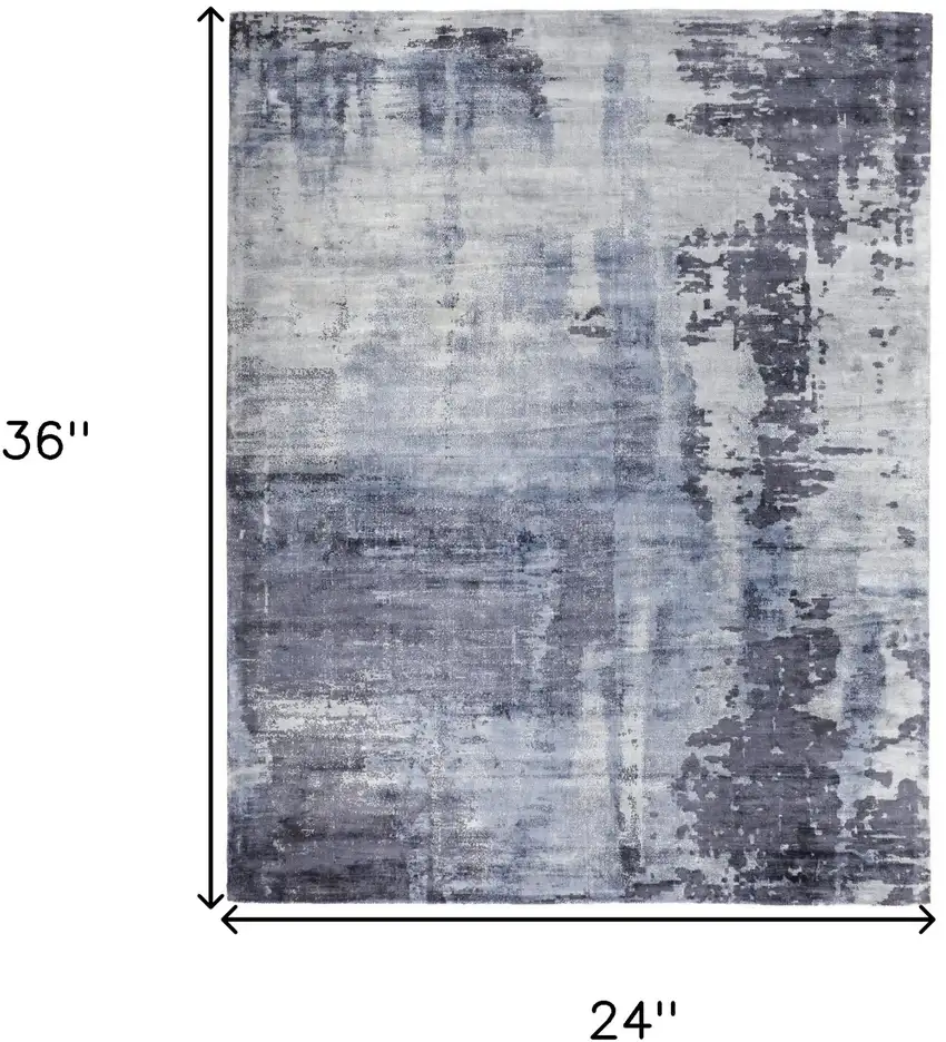 Blue Gray And Ivory Abstract Hand Woven Area Rug Photo 8