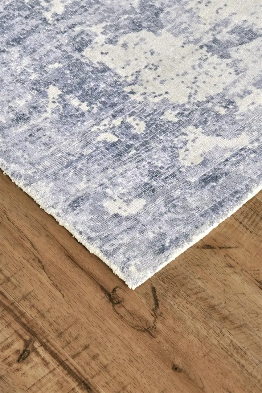 Blue Gray And Ivory Abstract Hand Woven Area Rug Photo 9