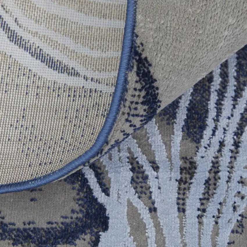Blue Gray And Ivory Abstract Power Loom Stain Resistant Area Rug Photo 7