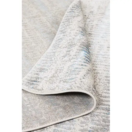 Ivory Gray And Blue Abstract Area Rug Photo 6
