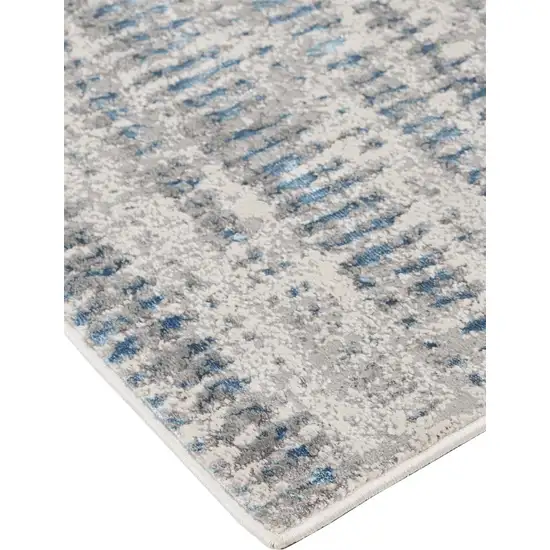 Ivory Gray And Blue Abstract Area Rug Photo 4