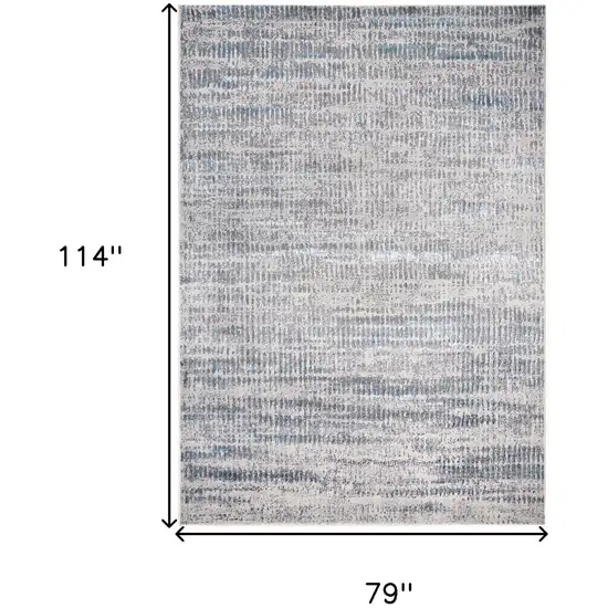 Ivory Gray And Blue Abstract Area Rug Photo 3