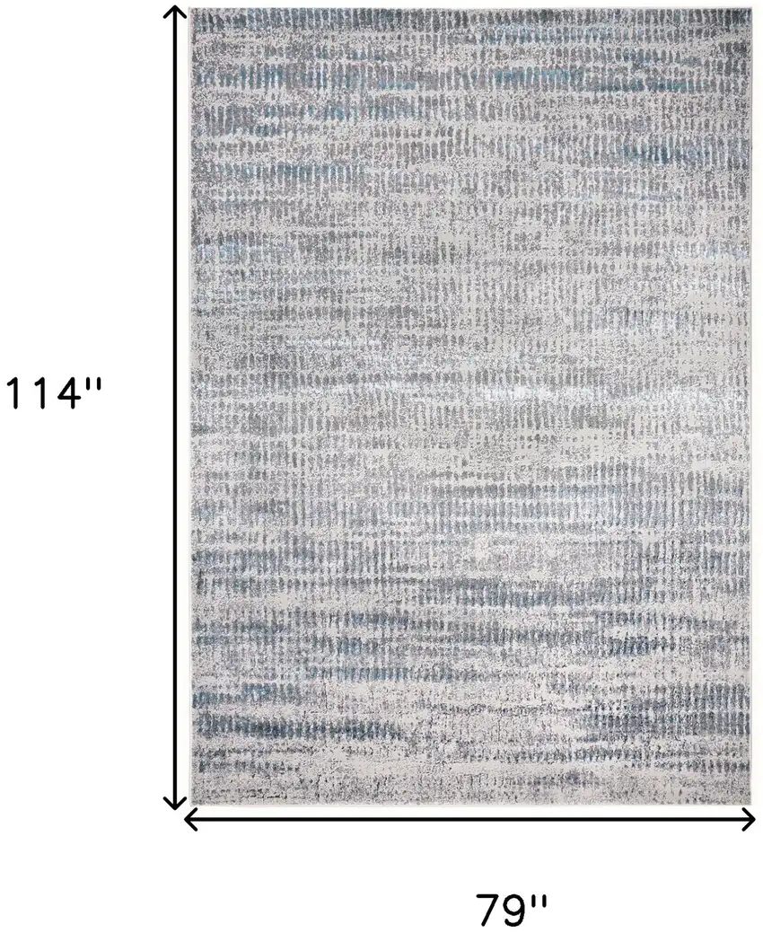 Ivory Gray And Blue Abstract Area Rug Photo 3