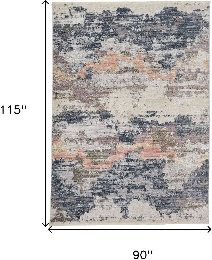 Blue Gray And Ivory Abstract Stain Resistant Area Rug Photo 10