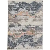 Photo of Blue Gray And Ivory Abstract Stain Resistant Area Rug