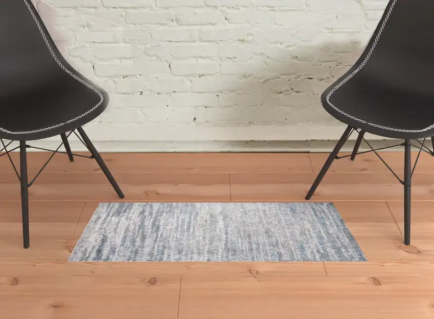 Blue Gray And Ivory Abstract Stain Resistant Area Rug Photo 2
