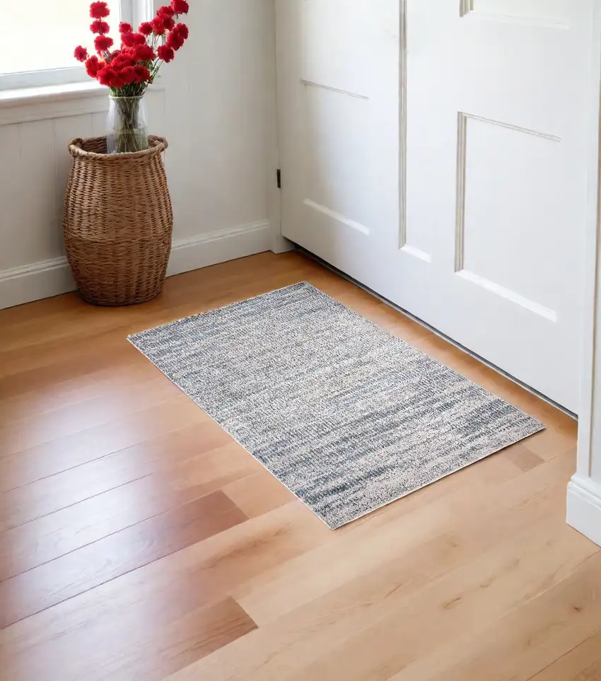 Blue Gray And Ivory Abstract Stain Resistant Area Rug Photo 1