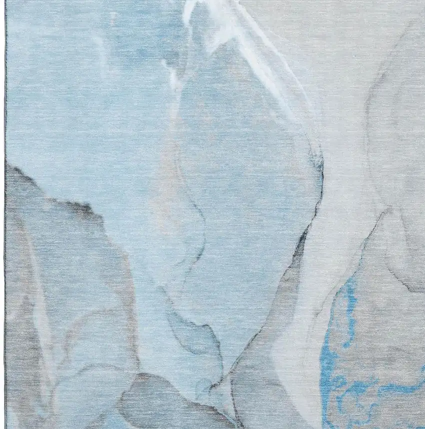 Blue Gray And Ivory Abstract Washable Area Rug With UV Protection Photo 3