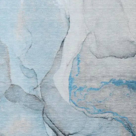 Blue Gray And Ivory Abstract Washable Area Rug With UV Protection Photo 8
