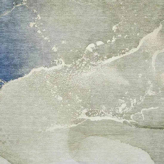 Blue Gray And Ivory Abstract Washable Area Rug With UV Protection Photo 3