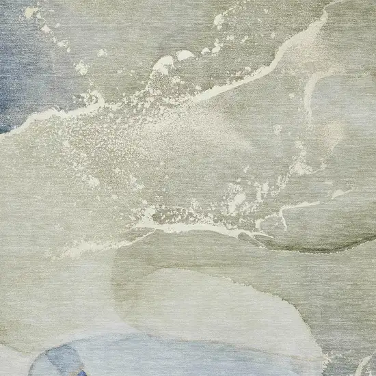 Blue Gray And Ivory Abstract Washable Area Rug With UV Protection Photo 3