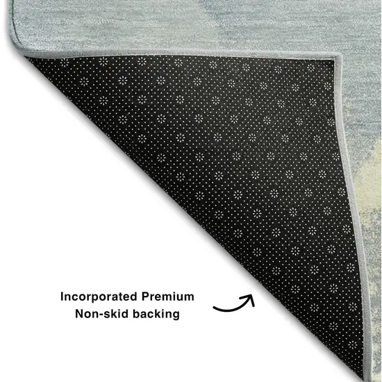 Blue Gray And Ivory Abstract Washable Area Rug With UV Protection Photo 5