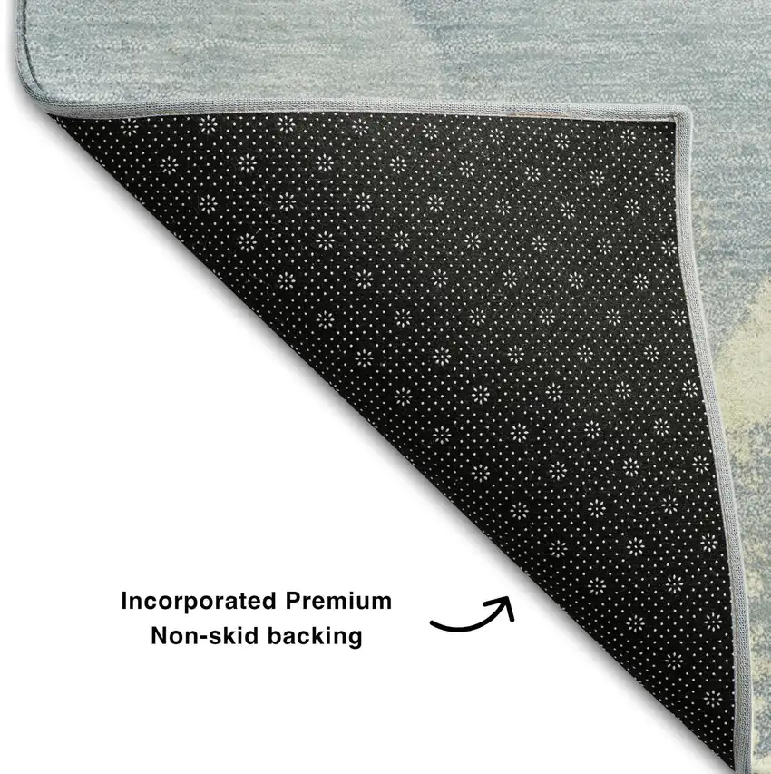 Blue Gray And Ivory Abstract Washable Area Rug With UV Protection Photo 5
