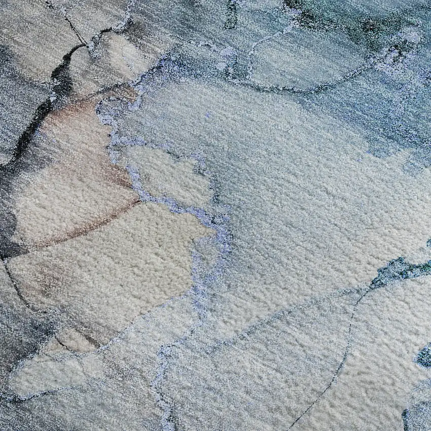 Blue Gray And Ivory Abstract Washable Area Rug With UV Protection Photo 4