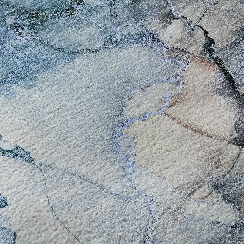 Blue Gray And Ivory Abstract Washable Area Rug With UV Protection Photo 3