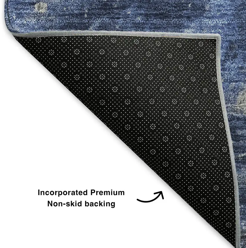 Blue Gray And Ivory Abstract Washable Area Rug With UV Protection Photo 6