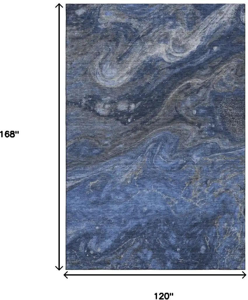 Blue Gray And Ivory Abstract Washable Area Rug With UV Protection Photo 6