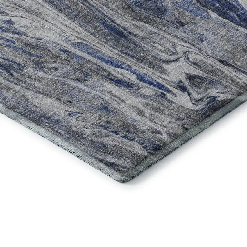 Blue Gray And Ivory Abstract Washable Area Rug With UV Protection Photo 8