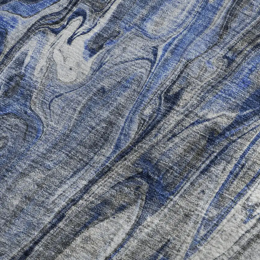 Blue Gray And Ivory Abstract Washable Area Rug With UV Protection Photo 7