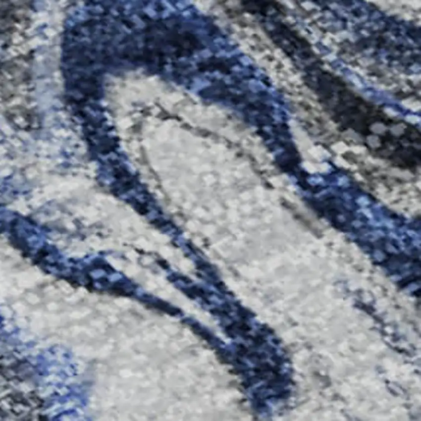 Blue Gray And Ivory Abstract Washable Area Rug With UV Protection Photo 6
