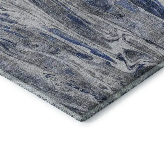 Blue Gray And Ivory Abstract Washable Area Rug With UV Protection Photo 8