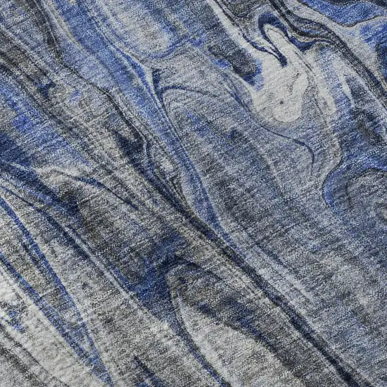 Blue Gray And Ivory Abstract Washable Area Rug With UV Protection Photo 9