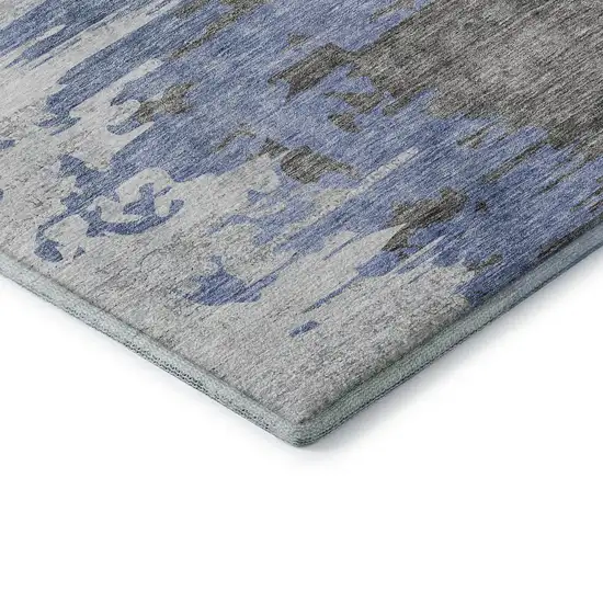 Blue Gray And Ivory Abstract Washable Area Rug With UV Protection Photo 9