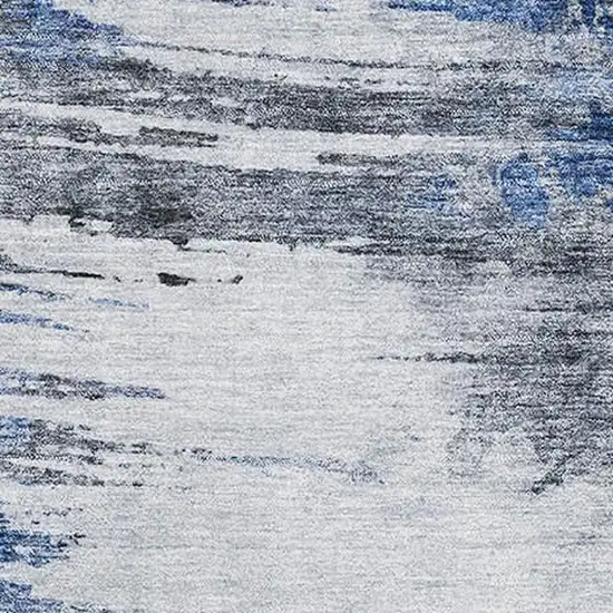 Blue Gray And Ivory Abstract Washable Area Rug With UV Protection Photo 2