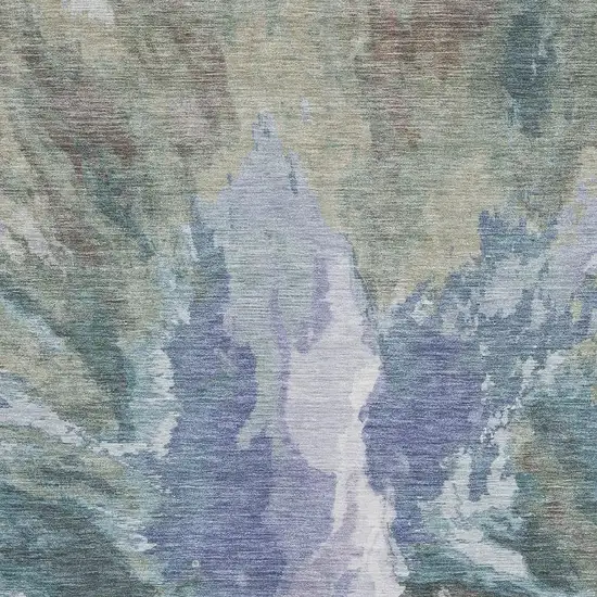Blue Gray And Ivory Abstract Washable Area Rug With UV Protection Photo 2