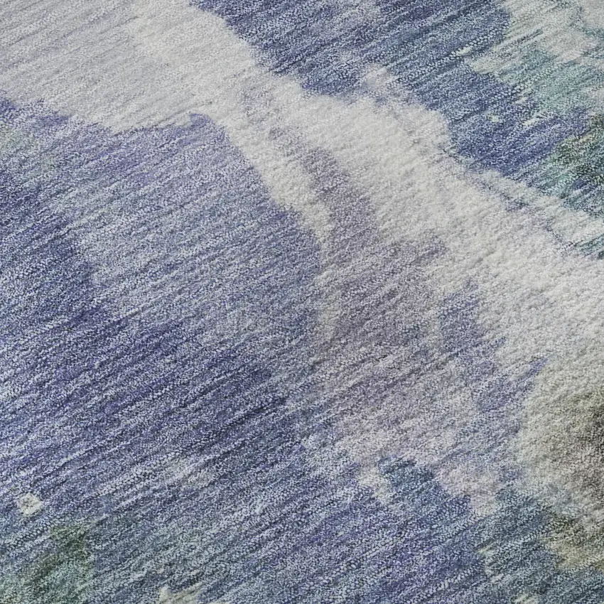 Blue Gray And Ivory Abstract Washable Area Rug With UV Protection Photo 9