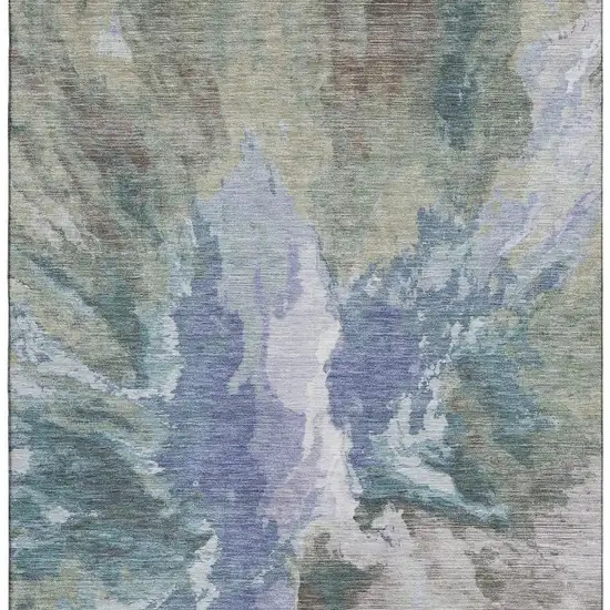 Blue Gray And Ivory Abstract Washable Area Rug With UV Protection Photo 3