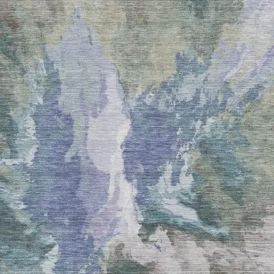 Blue Gray And Ivory Abstract Washable Area Rug With UV Protection Photo 2