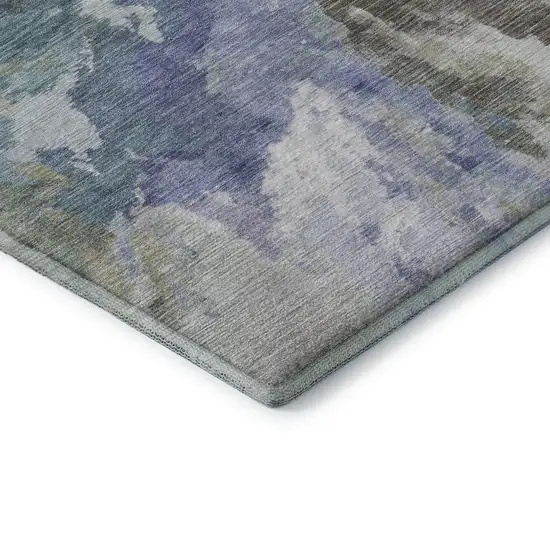 Blue Gray And Ivory Abstract Washable Area Rug With UV Protection Photo 7