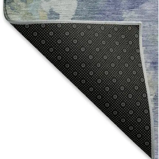 Blue Gray And Ivory Abstract Washable Area Rug With UV Protection Photo 6