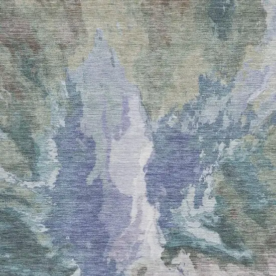 Blue Gray And Ivory Abstract Washable Area Rug With UV Protection Photo 2