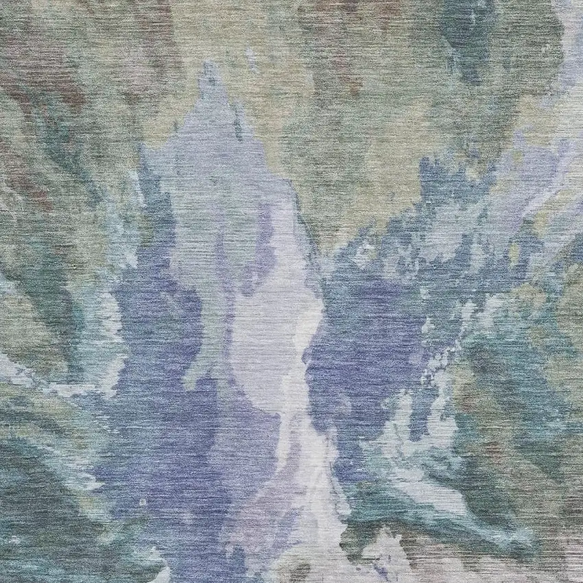 Blue Gray And Ivory Abstract Washable Area Rug With UV Protection Photo 2