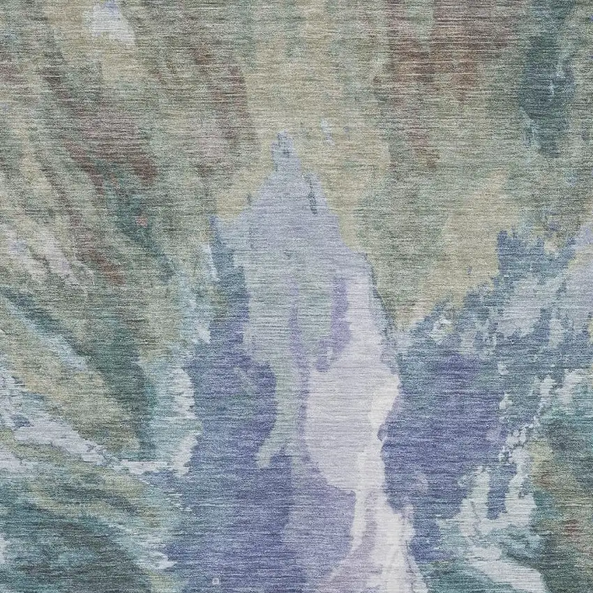 Blue Gray And Ivory Abstract Washable Area Rug With UV Protection Photo 2