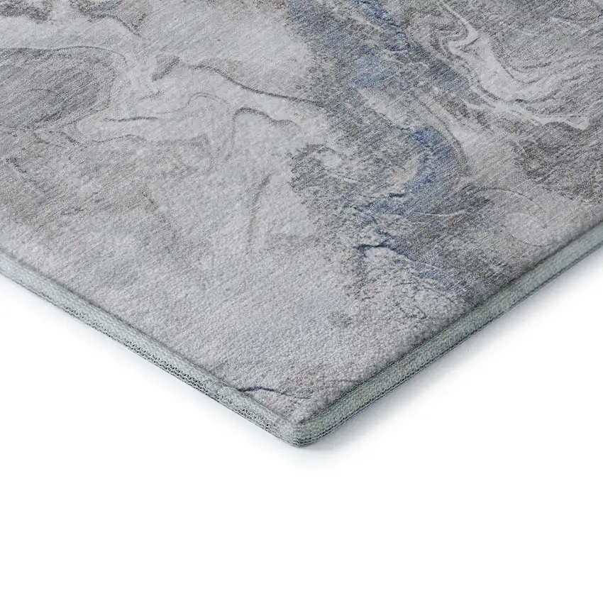 Blue Gray And Ivory Abstract Washable Area Rug With UV Protection Photo 7