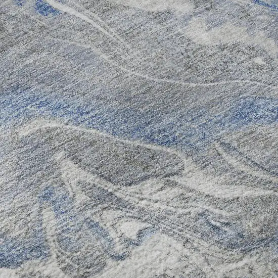 Blue Gray And Ivory Abstract Washable Area Rug With UV Protection Photo 9