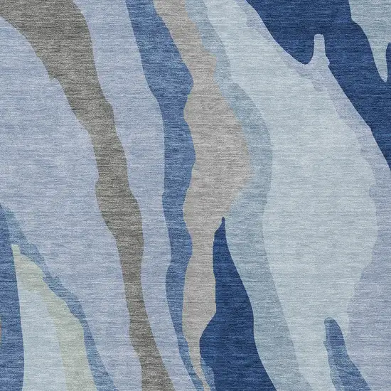 Blue Gray And Ivory Abstract Washable Indoor Outdoor Area Rug Photo 5
