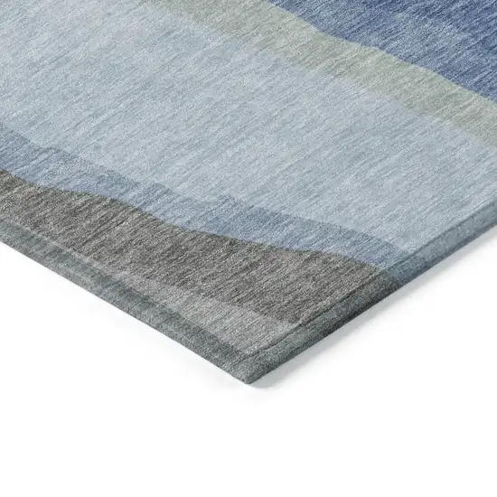Blue Gray And Ivory Abstract Washable Indoor Outdoor Area Rug Photo 4