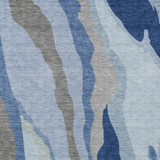 Blue Gray And Ivory Abstract Washable Indoor Outdoor Area Rug Photo 5