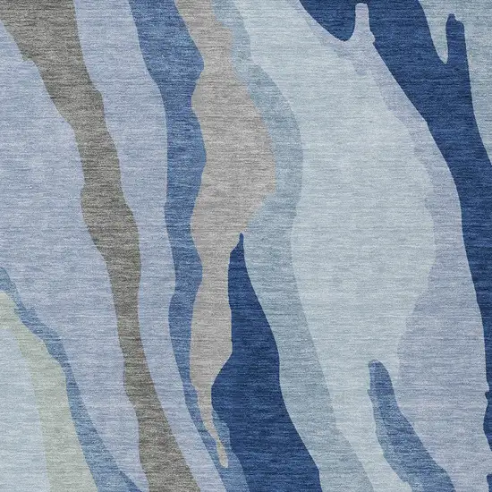 Blue Gray And Ivory Abstract Washable Indoor Outdoor Area Rug Photo 5