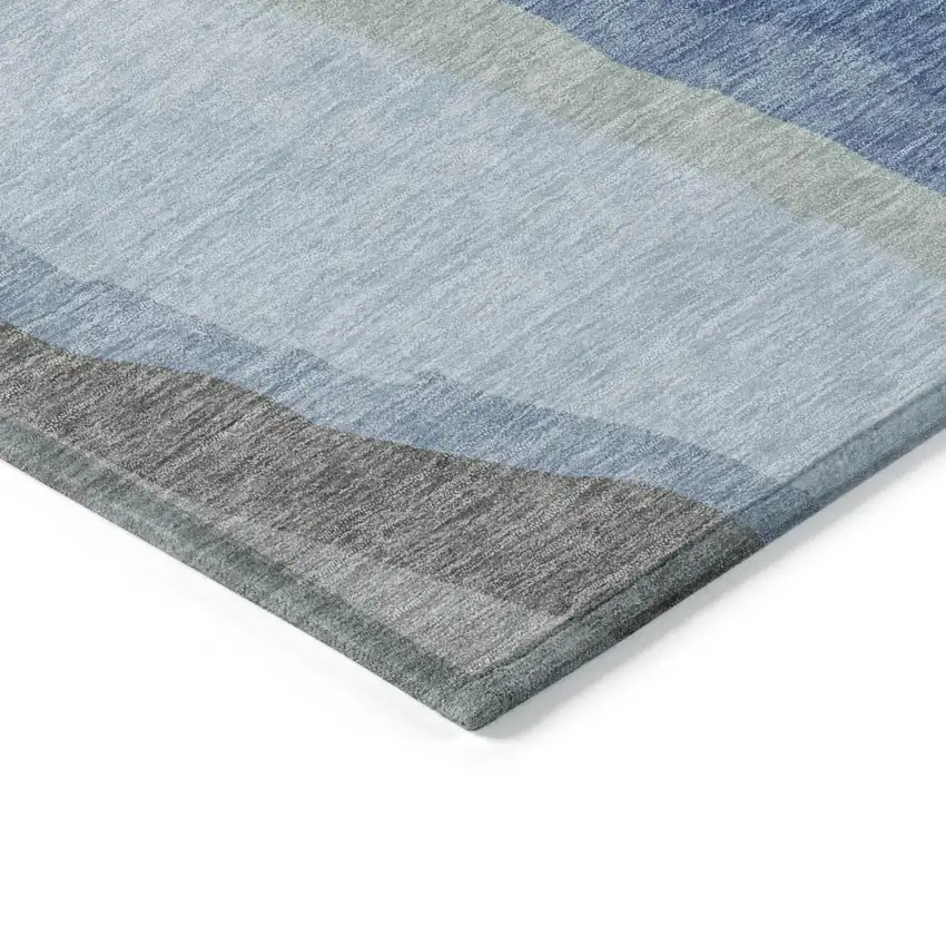 Blue Gray And Ivory Abstract Washable Indoor Outdoor Area Rug Photo 4