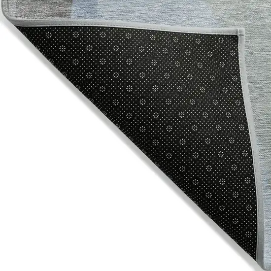 Blue Gray And Ivory Abstract Washable Indoor Outdoor Area Rug Photo 3