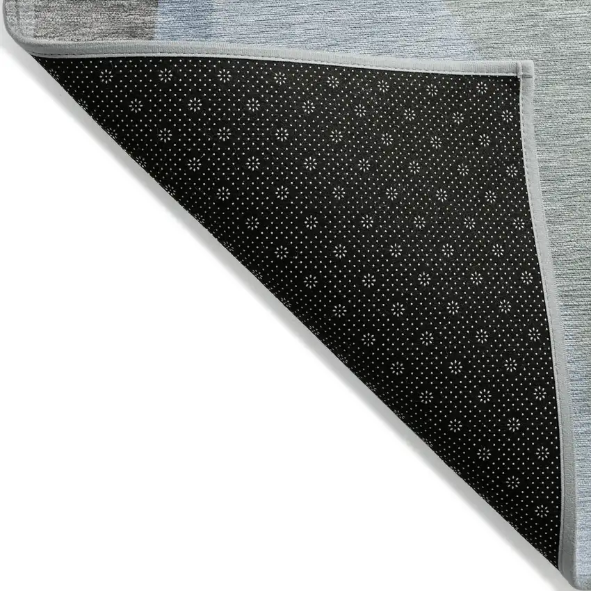 Blue Gray And Ivory Abstract Washable Indoor Outdoor Area Rug Photo 3
