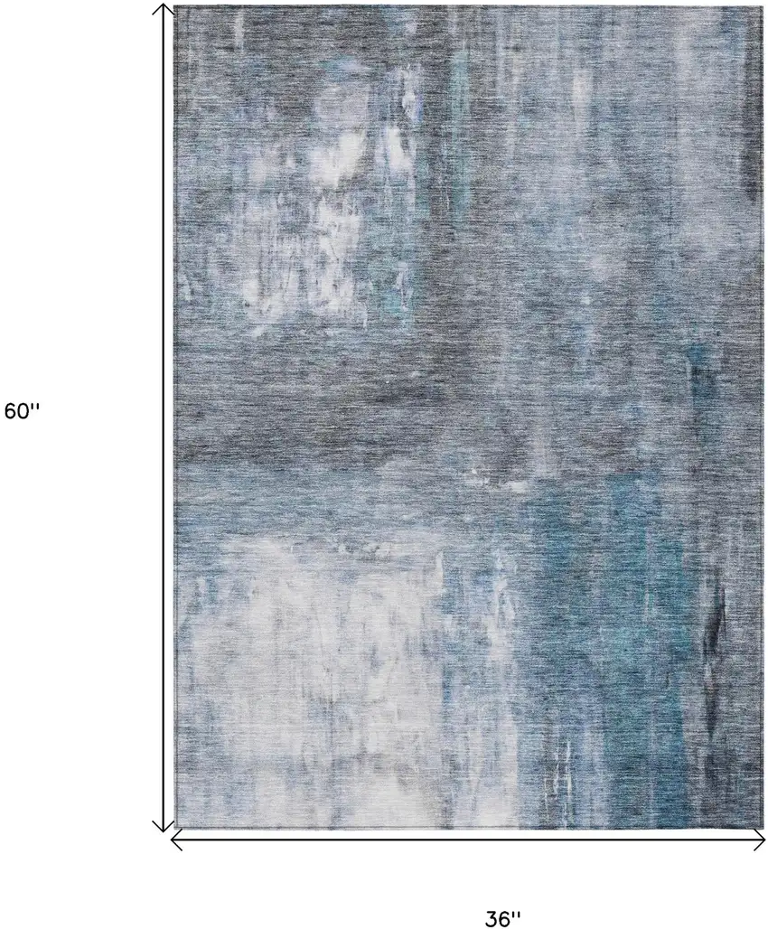 Blue Gray And Ivory Abstract Washable Indoor Outdoor Area Rug Photo 7