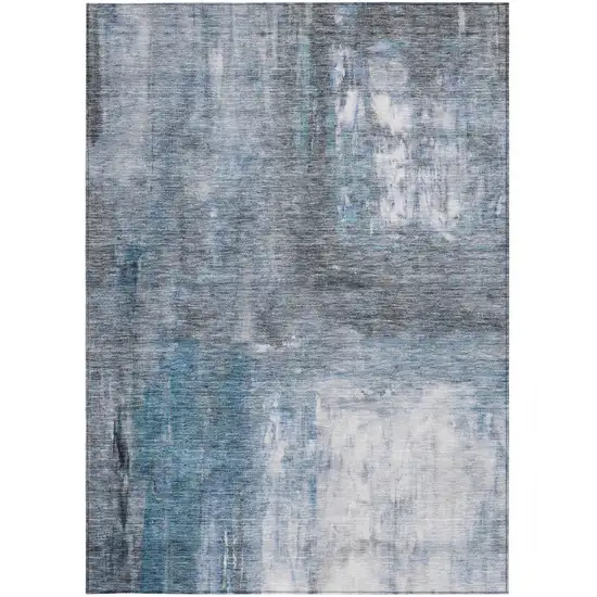Blue Gray And Ivory Abstract Washable Indoor Outdoor Area Rug Photo 6